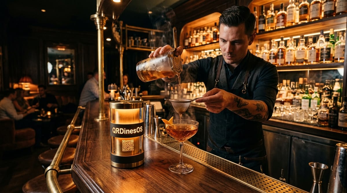 Bar lounge station tracking recipe ingredient depletion and bottle inventory in real time