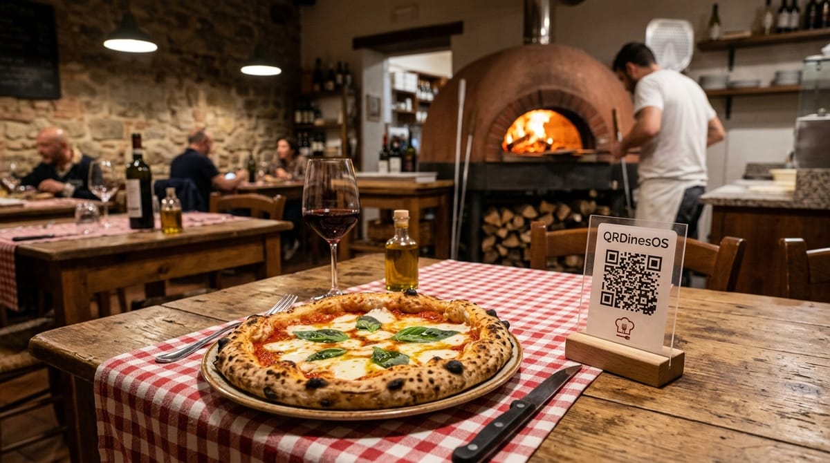 Regular diners enjoying dinner at a pizzeria with loyalty rewards automatically applied